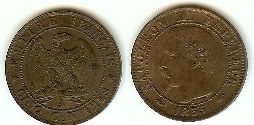 5 centimes Napoleon III 1855A AU